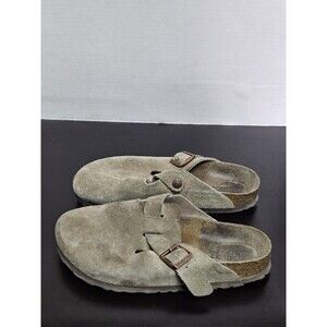 Sz 6 EU37 E Narrow - Birkenstock Boston Women's Suede Clogs Beige
